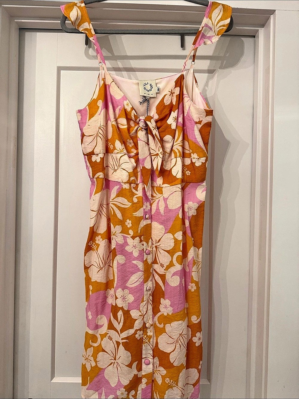Lili Sidonio Floral Maxi Dress in Orange & Pink Like New